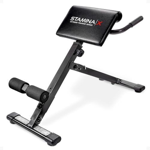 Stamina X Adjustable Ab, Back, and Core Strength Exercise, Sit-Up Fitness Hyperextension Weight Bench for At-Home Workouts - color: Black
