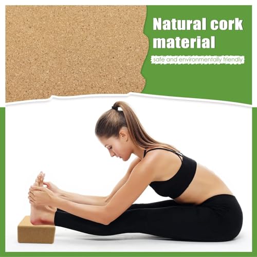 Cork Yoga Blocks, Natural Cork, High Density with Non Slip Surface, Eco-Friendly Accessories for Women, Ideal for Yoga, Pilates, Stretching…