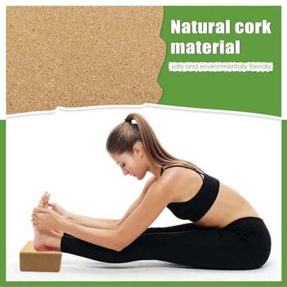 Cork Yoga Blocks, Natural Cork, High Density with Non Slip Surface, Eco-Friendly Accessories for Women, Ideal for Yoga, Pilates, Stretching…