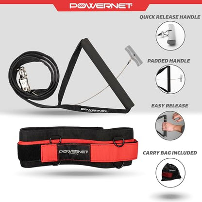 PowerNet Tension Trainer for Speed & Agility, Resistance Band Running Belt with Quick Release Handle, Speed Strength Training Equipment, Resistance Training for Basketball, Football, Baseball, Soccer