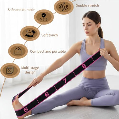 Fitness Resistance Band, 8-Section Elastic Training Bands, Numbered Stretch Band for Yoga, Stretching, Pilates, Fitness
