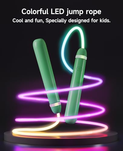 LED Light Up Jump Rope for Kids – Glow, Rechargeable, Exercise - color: Green
