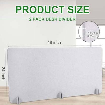 DoubleFill 2 Pack Acoustic Desk Divider Partition 23.6 x 47.2 Stand up Freestanding Privacy Panel Noise Visual Distractions Reducing Table Divider for Student Reception Area Office(Beige)