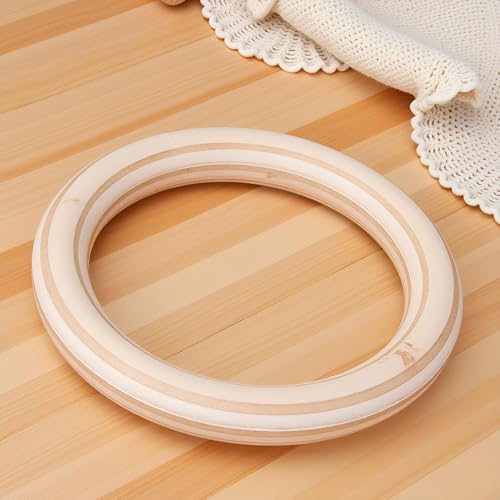Wood Gymnastics Rings Set, Solid Birch Wooden Fitness Rings for Kids and Adults, Non‑Slip Grip for Home Workout and Pull Up, 2 Pack(25mm 19cm)