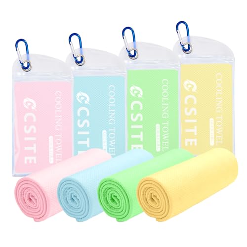 4 Pack Cooling Towels (47"x12") for Neck and Face, Ice Towel for Hot Weather, Soft Breathable Chilly Gym Towels, Microfiber Towel for Work Out, Yoga, Running, Camping & More Activities - color: Macaron Pink/Macaron Green/Macaron Blue/Macaron Yellow