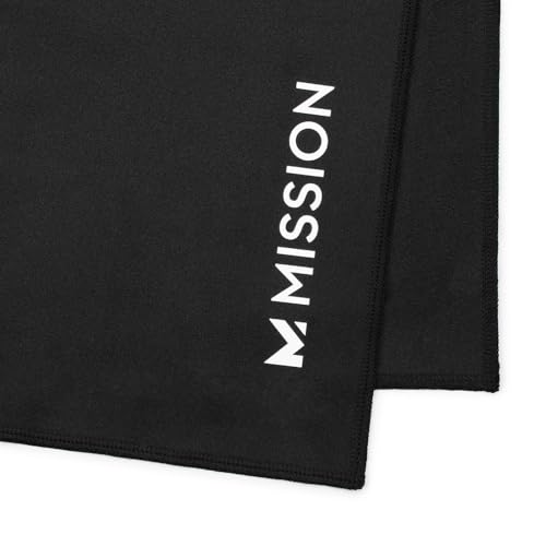 MISSION On-The-Go Cooling Towel - Soft, Lightweight Fabric - Cools Up to 2 Hours - UPF 50 Sun Protection - Machine Washable (Black) - color: Black