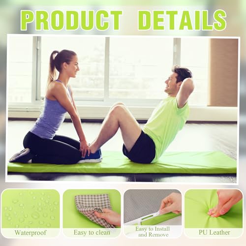 Lyrow 2 Inch 72"x24" Thick Foldable Yoga Mat with Carry Strap, Non-slip Portable Foam Gym Mat for Yoga, Pilates and Stretching - color: Fresh Green