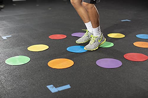 Power Systems Soft Agility Dots, 10 Inch Diameter Each, 12-Pack, Assorted Colors (30760)