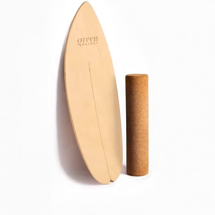 Greenwalnut Wooden Balance Board, Surf Balance Board Trainer with Roller, Wooden Exercise Balancing Stability Trainer - Non Slip Surface, Natural