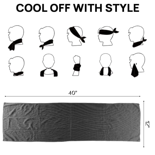 JBM Cooling Towel 40” X 12” Ice Towel Quick Dry Breathable Soft Microfiber Towels for Sports, Camping, Beach, and Outdoor Activities (Black) - color: Black