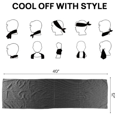 JBM Cooling Towel 40” X 12” Ice Towel Quick Dry Breathable Soft Microfiber Towels for Sports, Camping, Beach, and Outdoor Activities (Black) - color: Black