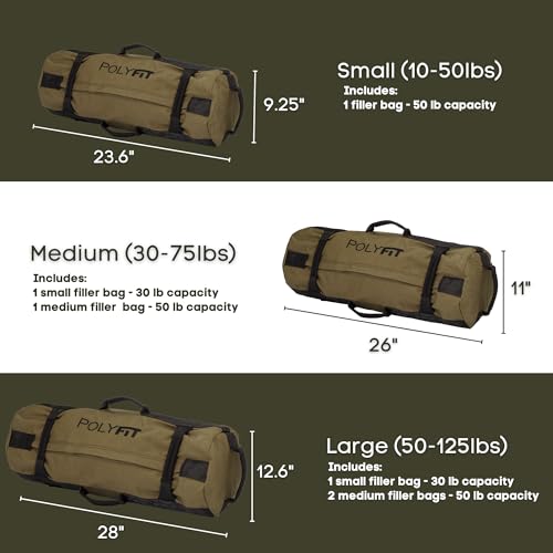 Polyfit Classic Sandbag - Workout Sandbag with 8 Gripping Handles - color: BLACK CAMO, size: Medium (30-75lbs)