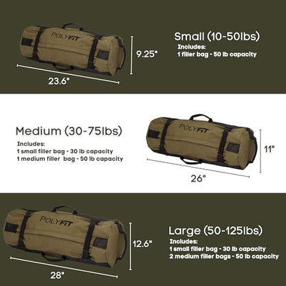 Polyfit Classic Sandbag - Workout Sandbag with 8 Gripping Handles - color: BLACK CAMO, size: Medium (30-75lbs)