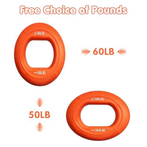 Grip Strength Trainer (30-80lbs) - 6 Resistance Levels, 3PCS Silicone Hand Grip Strengthener Rings for Rock Climbing, Athletes, Finger Workout & Stress Relief - Double Force Design