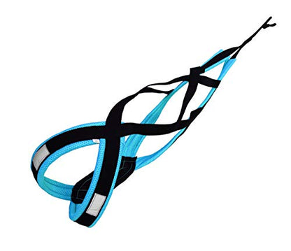 Dog Weight Pulling Harness, XBack for Canicross, Dog Sport, Bike Joring, Ski Joring, Sled Harness, Dog mushing, Dog Running Harness, Black Lightblue