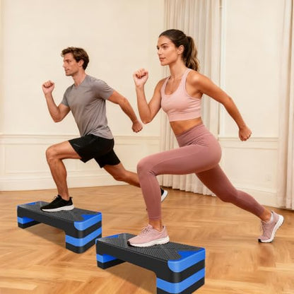 27" Exercise Workout Aerobic Step Platform Trainer, Adjustable Fitness 4-6-8in Exercise Stepper Workout with 4 Risers, Aerobics Stepper Workout Stepper for Home Gym Cardio Strength & Training