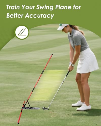 Golf Alignment Sticks - Foldable Golf Training Aid Golf Swing Training Aid with Angle Plate for Driving Range/Backyard