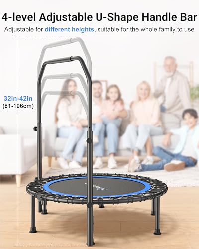 ANCHEER Fitness Trampoline,40"/48" Bungee Rebounder with Adjustable Handle - color: Blue