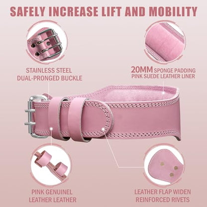 Weight Lifting Belt For Ladies Leather Gym Belts Lower Waist Back Support For Women Men Fitness Squat Deadlift Heavy Duty Cross Training Gym Powerlifting Workout