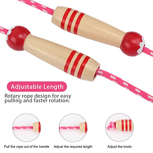 Jump Rope Kids, 7ft Adjustable Cotton Skipping Rope with Wooden Handle for Boys and Girls Fitness Outdoor Exercise - style: Red