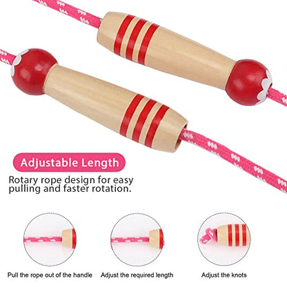 Jump Rope Kids, 7ft Adjustable Cotton Skipping Rope with Wooden Handle for Boys and Girls Fitness Outdoor Exercise - style: Red