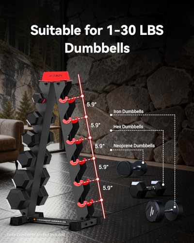 HARISON 6-Tier Dumbbell Rack Stand, A-Frame Design Weight Rack for Dumbbells, Strength Training Dumbbells Storage Rack for Home Gym (Rack Only)