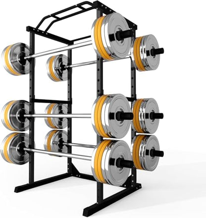 Power Cage 1800 LBS Capacity Multifunctional Power Racks for Home Gym, 2 in 1 Squat Rack with Skinny Pull Up Bar, Pin and Pipe Safeties, Standard J-Hooks, Power Rack for Bench Press Deep Squat