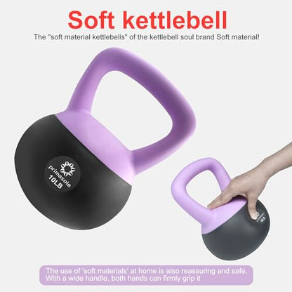 Primasole Soft Kettlebell 10.15lbs & Kettlebell Set Shook Resistance base. Anti Slip hand Kettlebell weights for Women and Men -Home workout Kettlebells dumbbells for strength and safety.