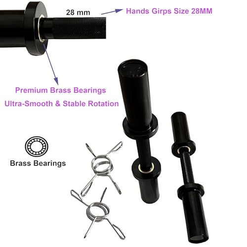 Olympic Loadable Dumbbell Handle, 16 Inch Steel Barbell with 2 Pairs Collar Clips, 200lb Capacity for Home Gym, Weightlifting, Strength Training and Bodybuilding