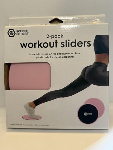Workout Sliders 2-Pack, Pink, Dual-Sided Foam and Plastic, 7in Diameter, for Carpet, Tile, and Hardwood Floors