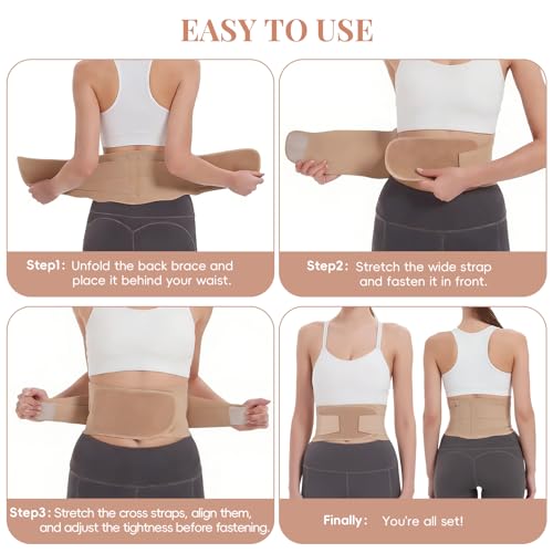 RANDY SUN Lower Women Back Brace for Office - Breathable Mesh Posture Corrector, Adjustable Straps for Custom Fit, Invisible Under Clothes, All Day Wear, Pink, Large