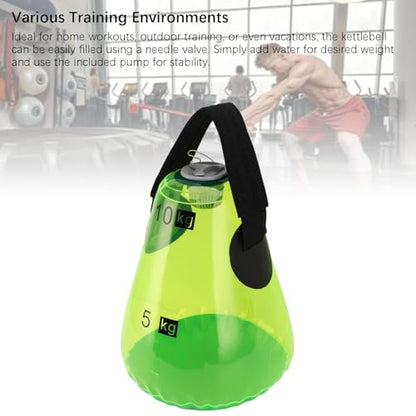 Water Filled Kettlebell Durable Soft Workout Tool for Home Gym Travel Green Exercise Gear for Athletes and Fitness Enthusiasts