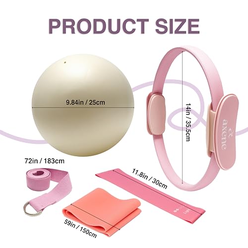 Axene Pilates Ring Kit for Home Workouts – 14" Magic Circle, Pilates Equipment Set for Women | Resistance Bands, Core Sliders, Non-Slip Socks, Bilingual Guide & Carry Bag