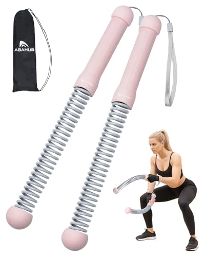 Abahub Weighted Ropeless Battle Rope, Portable Silent Home Workout Equipment, Space Saving Home Gym with Workout Gloves, HIIT and Low-Impact Aerobic Training for Men & Women, 2PCS Pink