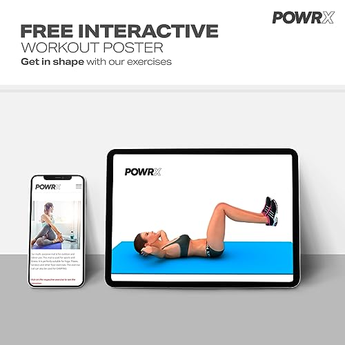 POWRX Yoga Mat Thick | Exercise Mat 1/2" - 3 Widhts with Carrying Strap and Bag | Non-Slip Workout Mat for Women Men Home Fitness Stretching Pilates Gymnastics Floor Gym Equipments