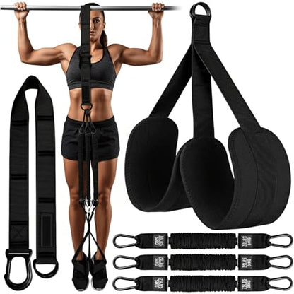 Pull Up Assistance Bands – Heavy Duty Adjustable Pull Up Assist Bands with Foot & Knee Support for Pull Up Bar, Pull Up Resistance Bands for Home Gym, Strength Training Equipment, Black