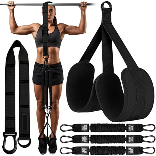 Pull Up Assistance Bands – Heavy Duty Adjustable Pull Up Assist Bands with Foot & Knee Support for Pull Up Bar, Pull Up Resistance Bands for Home Gym, Strength Training Equipment, Black