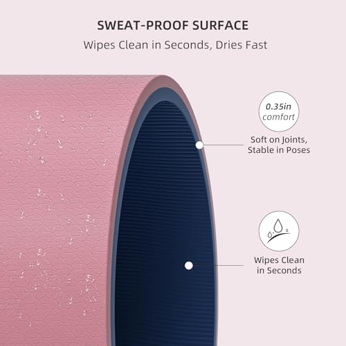 ILILI large Yoga Mat, Thick Soft Exercise Mat for Home Gym, Anti-Tear Cushioned Mat for Men Women, 76"x32.7"x0.35" for Stretching, Pilates&Fitness Workouts
