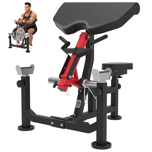 HVO Preacher Curl Bench & Bicep Curl Machine, Adjustable Arm Equipment - color: Red