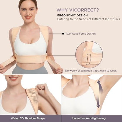 Posture Corrector for Women and Men, Adjustable Upper Back Brace for Clavicle Support and Providing Pain Relief from Neck, Shoulder, and Upper Back (Beige, Large/XLarge)