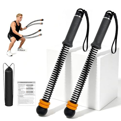 Cordless Battle Ropes, Battle Ropes for Home Gym, Weighted Sticks, Weighted Workout Equipment for Home Office Hotel Room Garden Exercise for Men & Women(1 Pair)