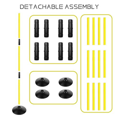 TNZMART 3.9FT Detachable Speed Agility Poles Agility Training Poles Set Adjustiable Height Soccer Poles with Rubber Base