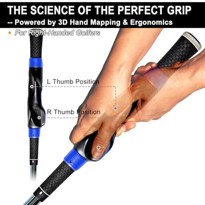Golf Grip Trainer Right Hand, Grip Trainer Golf Club, Correct Hand Position - color: blue