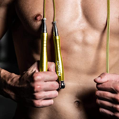 Jump Rope Pro Speed Skipping Rope Adjustable Adult Jumping Rope Weighted Aluminium Handles for Double Dutch Boxing Workout Crossfit Exercise Fitness Spare Cable Weights Protectors Carry Bag - color: Golden