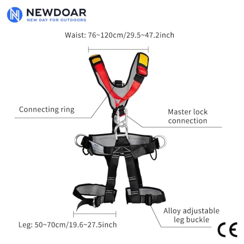 NewDoar Climbing Harness CE Certification Rock Climbing Rappelling Equipment Body Guard Protect Rappelling Rescuing Equip - color: Adult Upgrade Full Body