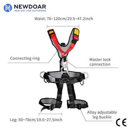 NewDoar Climbing Harness CE Certification Rock Climbing Rappelling Equipment Body Guard Protect Rappelling Rescuing Equip - color: Adult Upgrade Full Body