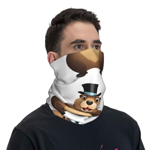 Groundhog with Hat Prints Multifunctional Sport Headband – Seamless Stretch Neck Gaiter for Hiking, Biking, Running & Outdoor Activities – Soft, Quick-Dry, No-Fade Design