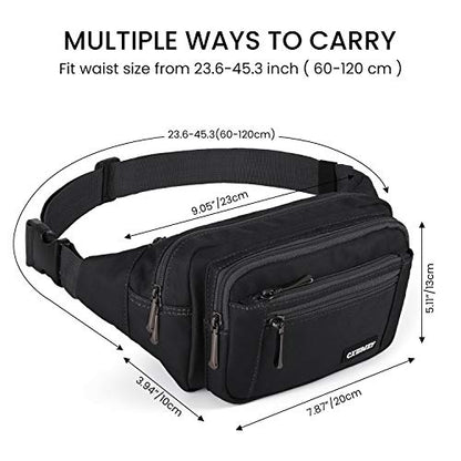 CXWMZY Fanny Packs For Women & Men Waist Pack Hip Bum Bag with Multi-Pockets Large Capacity Waterproof Casual Bum Bag for Disney Traveling Casual Cycling Running Hiking - color: Black_1