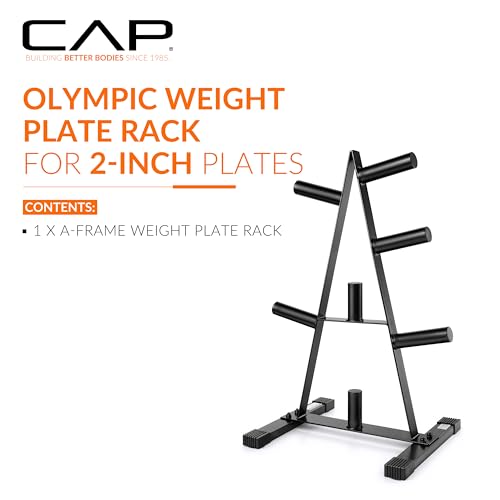 CAP 2-Inch Olympic Plate Tree Rack for Home Gym, Heavy-Duty A-Frame Weight Plate Storage Rack, Space-Saving Plate Organizer Stand, 5-Post & 7-Post, 300lb & 500lb Weight Capacity - style: 7 Posts