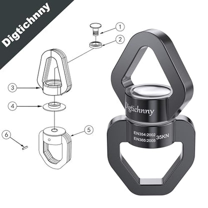 Swing Swivel, 35KN Safety Rotational Device,Swing Spinner for Web Tree Swing, Aerial Dance, Children's Swing, Hanging Hammock（Full Grey） - style: Gray-1 Pack